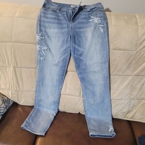 Women's Blue Embroidered Jeans